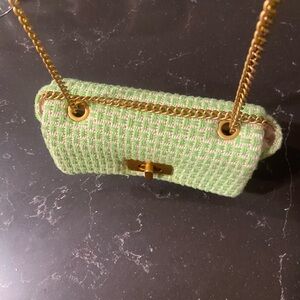 H&M Green Tweed mini Chain Shoulder Bag